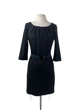 Trina Turk Black Long-Sleeve Belted Sheath Dress